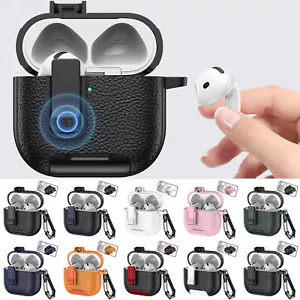 For Airpods 4 3 2 1 Pro 2/1 Secure Lock Leather Full Earphone Case+Kickstand - Picture 1 of 17