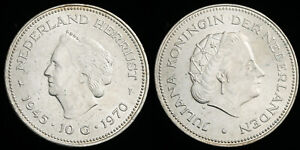 1970 Netherlands 10 gulden coin