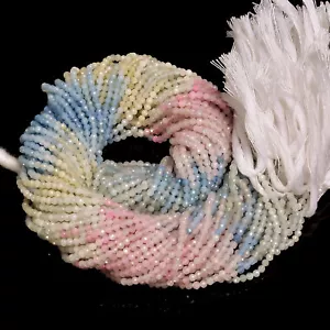 Pietra preziosa multi acquamarina naturale perline sfaccettate rotonde 2,5 mm filo 13" EB-218 - Foto 1 di 2