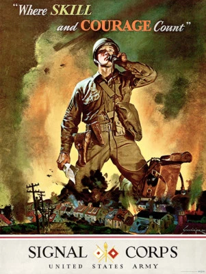UNKNOWN Skill & Courage - Signal Corps US Army - 1942 - World War II - Propaganda Poster