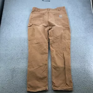 Carhartt Carpenter Pants 38x32 Brown Canvas Straight Leg Workwear 60501 - Picture 1 of 14