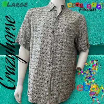Crazy Horse Button Up Shirt Men’s L Light Green Short Sleeves Luxury Performance - Image 1 of 4