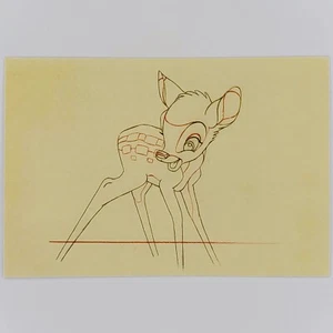 Bambi Postcard Disney Frank Thomas Clearance Art Buck Deer Fawn Prince Graphite - Picture 1 of 2