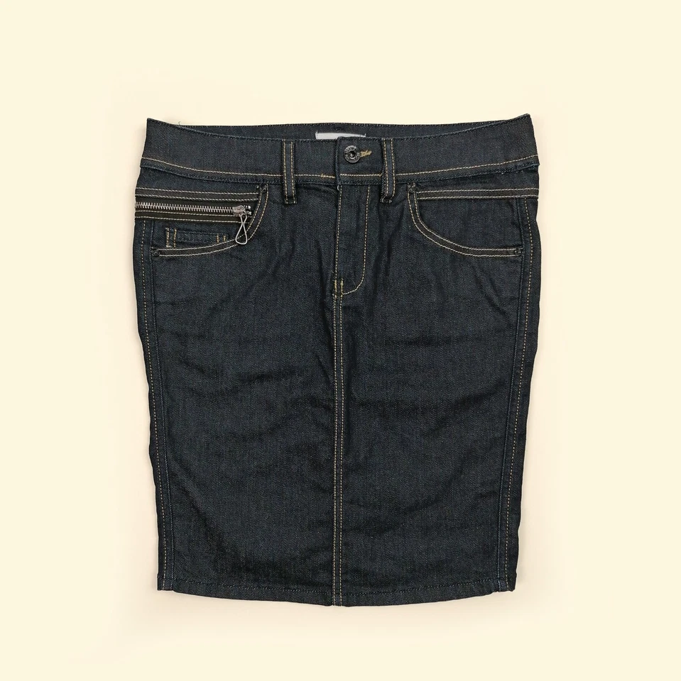 DIESEL Y2K 2000s Denim Cintura Baja Midi Falda Denim Oscuro Abertura Trasera Falda Larga Media Foto 1 de 4