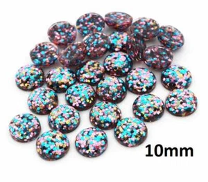 10 pcs Druzy Resin Embellishment Cabochons - 10mm - Glitter Style - Blue, Pink - Picture 1 of 2