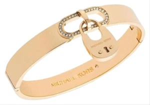 New Michael Kors Gold Cityscape Hardware Crystal Padlock Mkj4610710 Bracelet - Picture 1 of 5