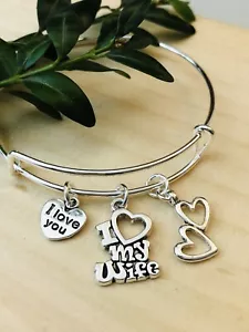 Brazalete expandible I Love My Wife~ I Love You~ dijes ~ - Imagen 1 de 7