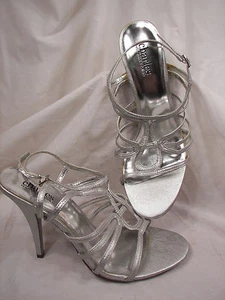 Nuevas Sandalias Vestidas Charles by Charles David Silver Stiletto 10B Estilo Atemporal - Imagen 1 de 4