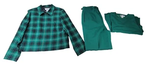 Blazer Pendelton Vintage Mujer Talla 12 Verde Pantalón Traje Conjunto Cuello Seda Lana - Imagen 1 de 14