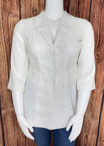 OFF WHITE Giacca blazer Chico's 1 donna M 8 bianco sporco inserto occhiello spacco laterale usata in ottime condizioni