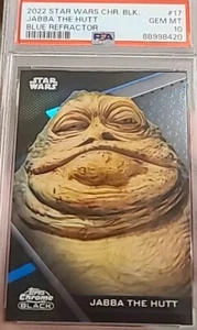JABBA THE HUTT 17 BLUE REFRACTOR /75 GRADED PSA 10 GEM MINT #17 TOPPS CHROME BLK - Picture 1 of 3