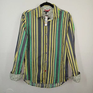 Sons Of Intrigue Stripe Long Sleeve Button Up Contrast Flip Cuff Sleeve Size S - Picture 1 of 7
