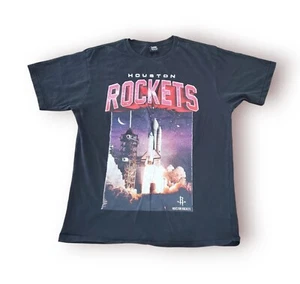 ULTRA GAME Houston Rockets Tee tshirt with space ship design size L color black - Picture 1 of 10