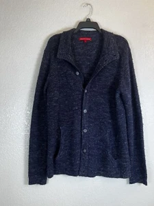 Saks Fifth Avenue Herren Wollmischung blau Knopfleiste Cardigan Pullover Gr. Medium - Bild 1 von 6