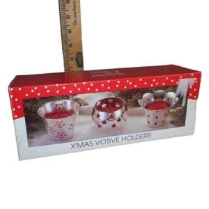 International Christmas Silver-Plated Votive Holders Set #99119807 1998 New - Picture 1 of 8