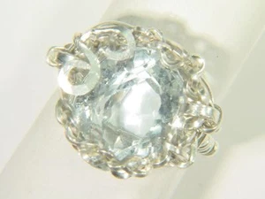 Anillo de topacio azul facetado envuelto en alambre BUTW (talla 5) 0026E tle - Imagen 1 de 1