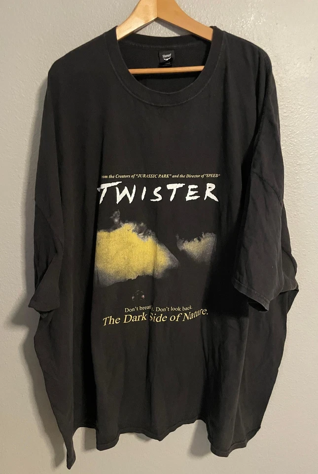Vintage Twister Shirt Mens 6XL Black 1996 Movie Promo Graphic Hanes Beefy-T - Image 1 of 4