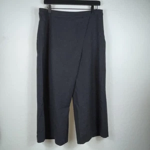 Pantalones Cortos Eileen Fisher Talla PM en Lana Carbón Pierna Ancha Imitación Envoltura - Imagen 1 de 5