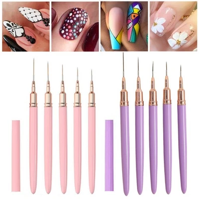 Nail Line Brush French Lines Stripe Flower Painting Pen UV Gel Art Grid Drawing☾ - Image 1 of 4