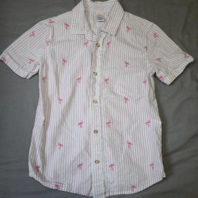 Gymboree Manga Larga Botones Rosa Teal Rayas Rosa Flamencos Niños Talla 10 Foto 1 de 4