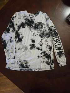 Hollister x NBA Collab L Brooklyn Nets Long Sleeve T-Shirt Men's L Black White - Picture 1 of 7