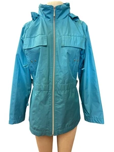 Vintage Totes Aqua Blue Jacket Lightweight Raincoat Jacket Rain Coat Hoodie Oute - Picture 1 of 11