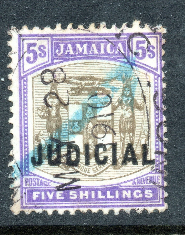 Jamaica 5/ Arms wmk mult crn CA opt JUDICIAL but postally used?, cat £?? - Image 1 of 1