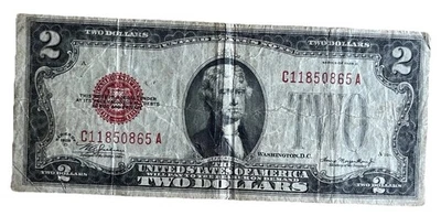 1928D $2 Red Seal Legal Tender Note Circulated Thomas Jefferson Bill  - Image 1 of 3