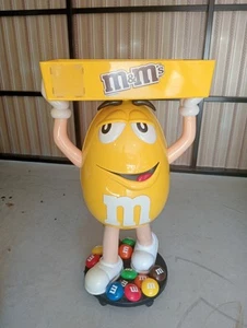 M&M Yellow Character Candy Store Display w/ Storage Tray Rolling Wheels Rare - Picture 1 of 8