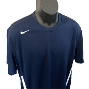 NIKE Herren Large S/S Dri Fit Athletic Active Top Layer Shirt Navy Blau Weiß L - Bild 1 von 7