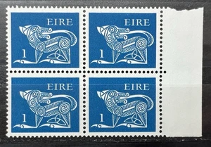 Ireland 1974-80 Celtic Hound 5th Definitive Series 1p Block 4 Irish Stamps MNH - Picture 1 of 1
