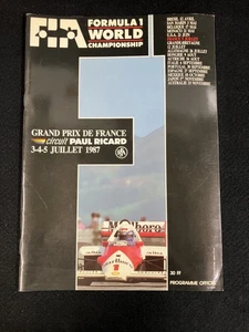 1987 FIA FORMULA 1 FRANCE GRAND PRIX WORLD CHAMPIONSHIP OFFICIAL PROGRAM - Picture 1 of 8