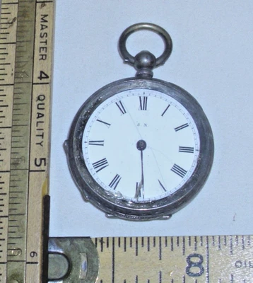 J & N LADIES SILVER SMALL POCKET WATCH 1800s - Image 1 of 4