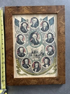 1844 N. Currier Hand Colored Print Of all 12 U.S. Presidents framed No Reserve! - Picture 1 of 11