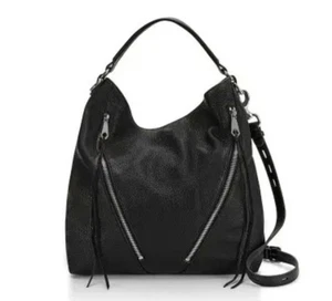 Rebecca Minkoff Double Zippers Moto Hobo Bag Leder Umhängetasche Schwarz - Bild 1 von 17