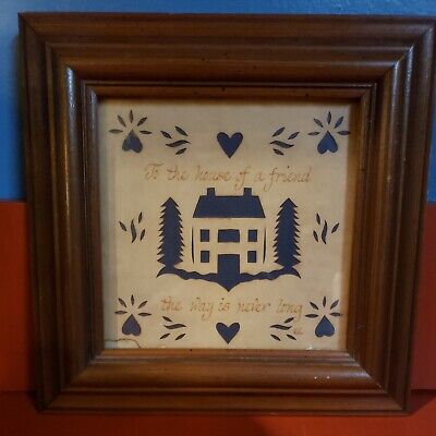 Scherenschnitte Framed  To The House Of A Friend The Way Is Never Long KR Calico • 7$