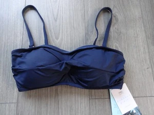 NEW -M&S MARKS & SPENCER NAVY BLUE SUN SMART BANDEAU STYLE BIKINI TOP UK SIZE 12 - Picture 1 of 3