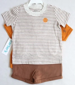 Carter's Baby Boys Size 9M 3-Piece Little Short Set Multi Smiley/Pineapple Hood - Picture 1 of 6