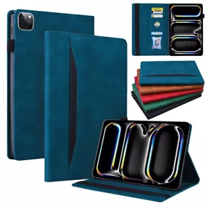 For iPad Air Pro 11/13 2024 7/8/9/10th Leather Case Stand Wallet Flip Card Cover - Picture 1 of 19