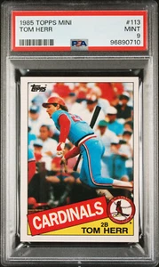 1985 Topps Mini # 113 Tom Herr PSA 9 MAC Spotless 100 Made * - Bild 1 von 5