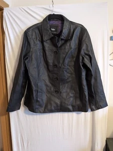 *Distressed* Vintage Women's L Mossimo Y2K Black Leather Jacket - Picture 1 of 11