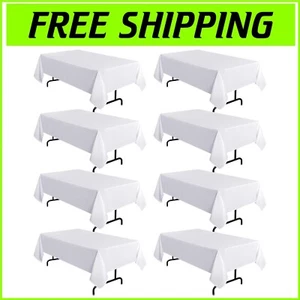 Set of 8 Stain-Resistant Rectangle Polyester Tablecloths - 60 x 120 inches - Picture 1 of 10