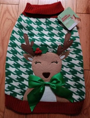 More & Merrier Christmas Reindeer Pet Sweater Size L 17-19 In               /441 - Image 1 of 4