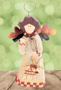 Estatuilla de ángel de otoño madera tallada arte popular acción de gracias decoración del hogar ángel de otoño - Imagen 1 de 10