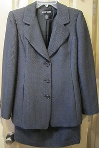 SZ 8 LINDA ALLARD ELLEN TRACY WOMENS BLACK SKIRT SUIT SET, 3 BTN, EUC - Picture 1 of 9