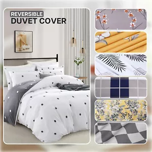 Reversible Duvet Cover Microfiber Quilt Covers Bedding Set Single Double King UK - Picture 1 of 142