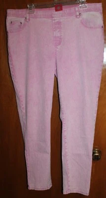DG2 Diane Gilman Ladies' XL DENIM SKINNY PANTS (pink; pull-on waist) EUC - Image 1 of 2