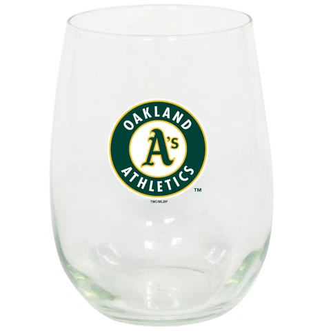 Oakland Athletics 15oz. Stemless Wine Glass Cover