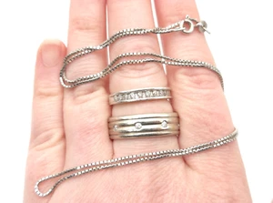 Vintage 14k White Gold Jewelry Chain Diamond Rings Wearable 16 Gram Scrap Lot - Picture 1 of 24