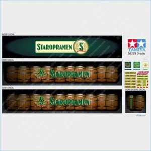 Tamiya 56319 1/14 3-axle Trailer Staropramen Beer Laminated Side & Roof Decals - Picture 1 of 3